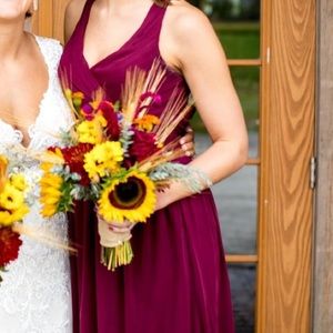 David’s Bridal Maroon/Burgundy Short Halter Dress